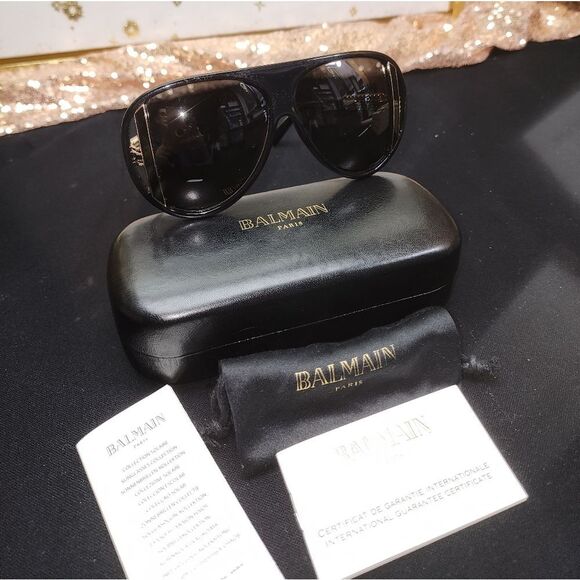 Authentic Balmain BL2061 01 Vintage Sunglasses BLK/GLD main image 13